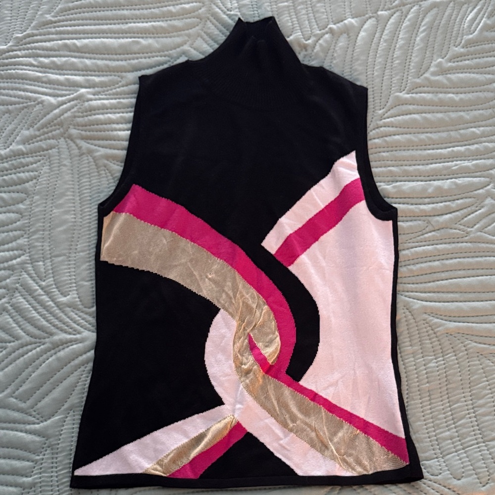 Versace Couture Stylish Black and Pink Women's Top